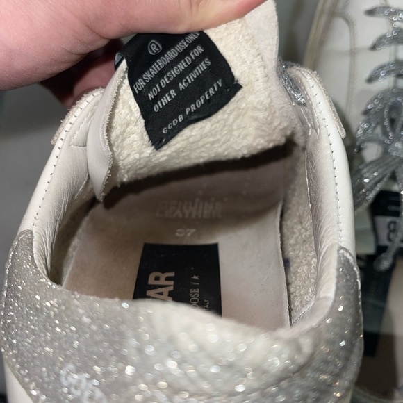 Golden Goose Hi Star Sneakers w/ Leopard Print Calf Hair Star and Glitter Heel - Picture 8 of 8